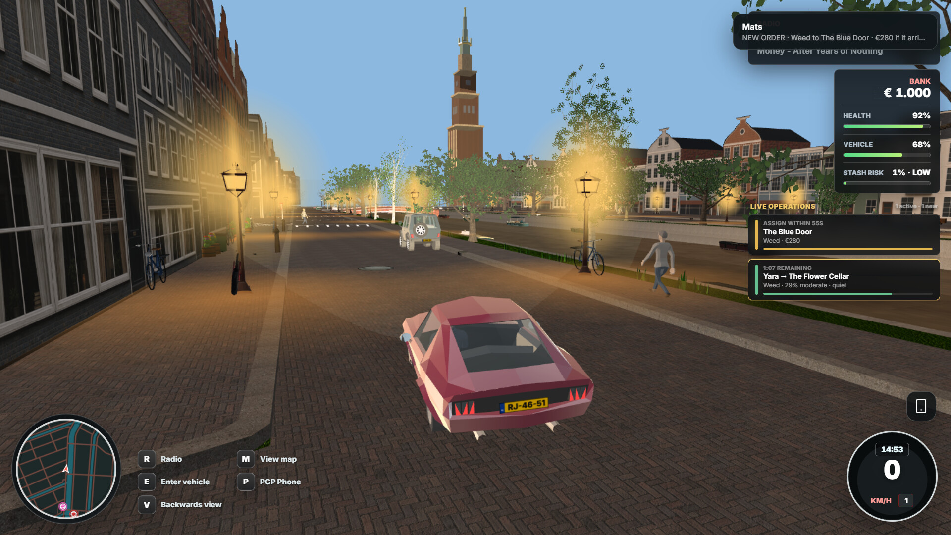 Driving through Amsterdam while courier orders run in real time