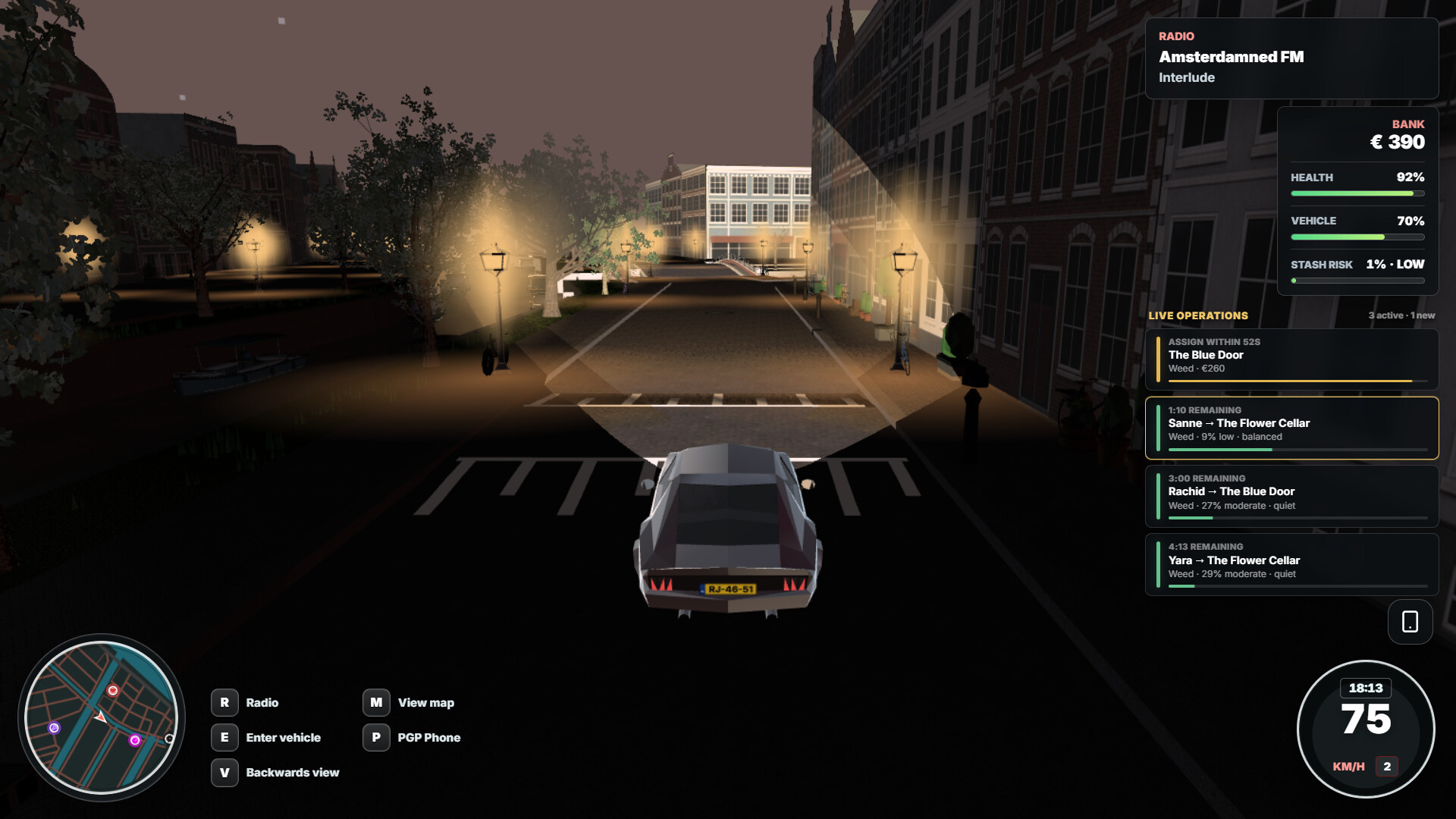 Driving at night while several courier deliveries remain active